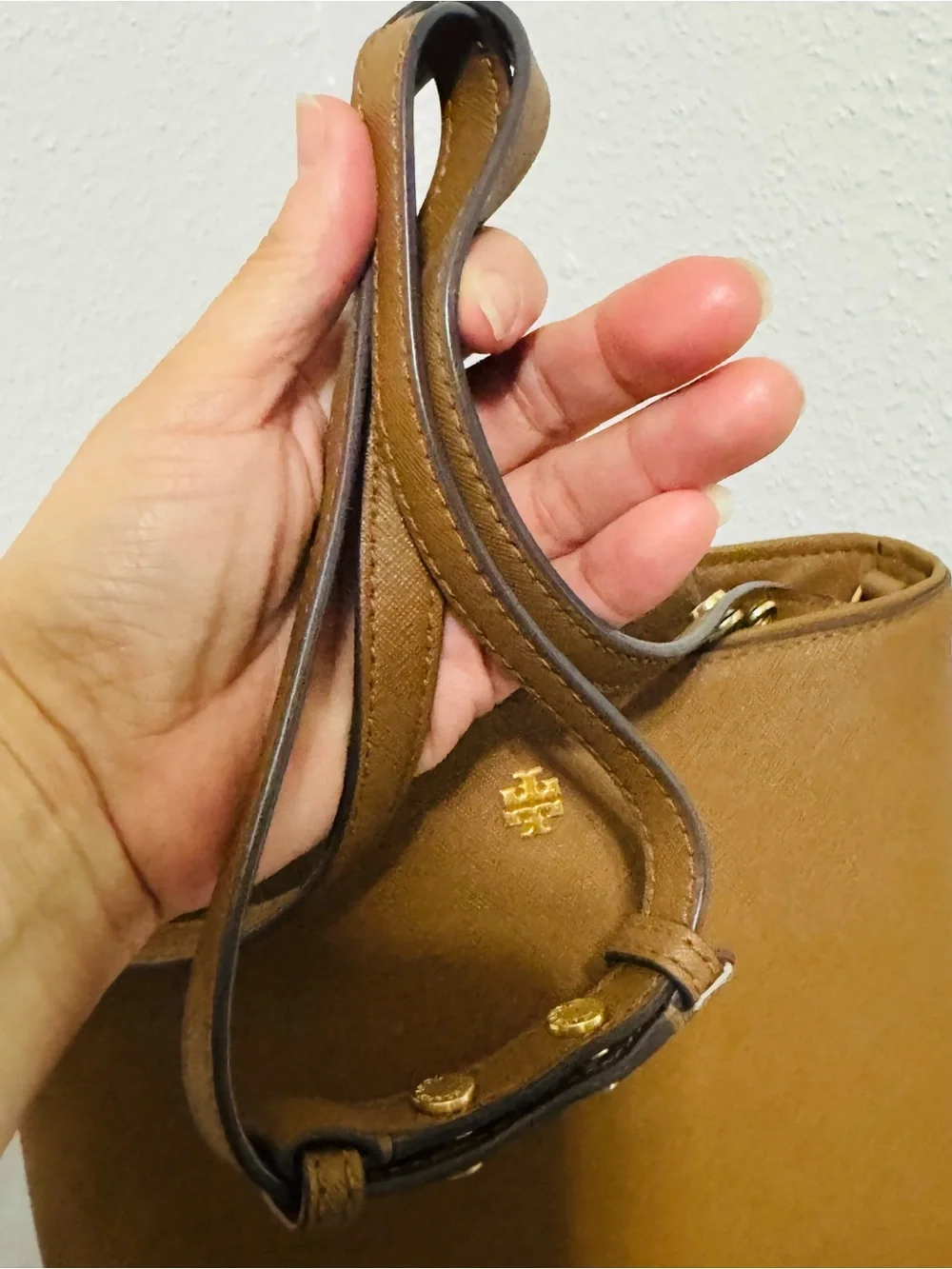 Tory Burch Emerson Saffiano Leather  Bag with Gold Logo